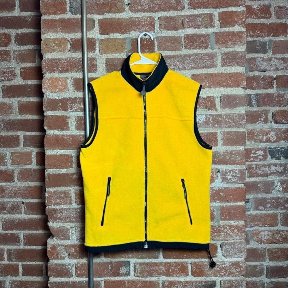 Prospirit Mens Fleece Vest Yellow Black Full Zip Sleeveless Jacket Small